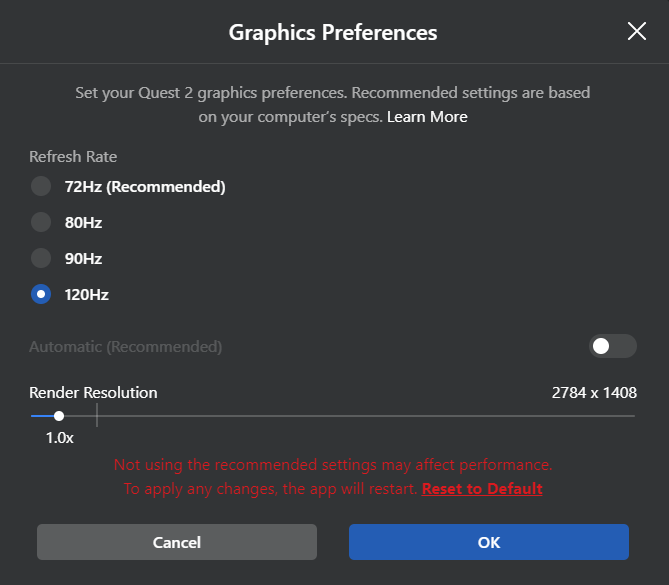 Meta Horizon Settings